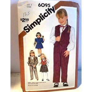 Simplicity 6095 Childs Pants Skirt Jacket Vest Pattern Size 3 Uncut 1980s